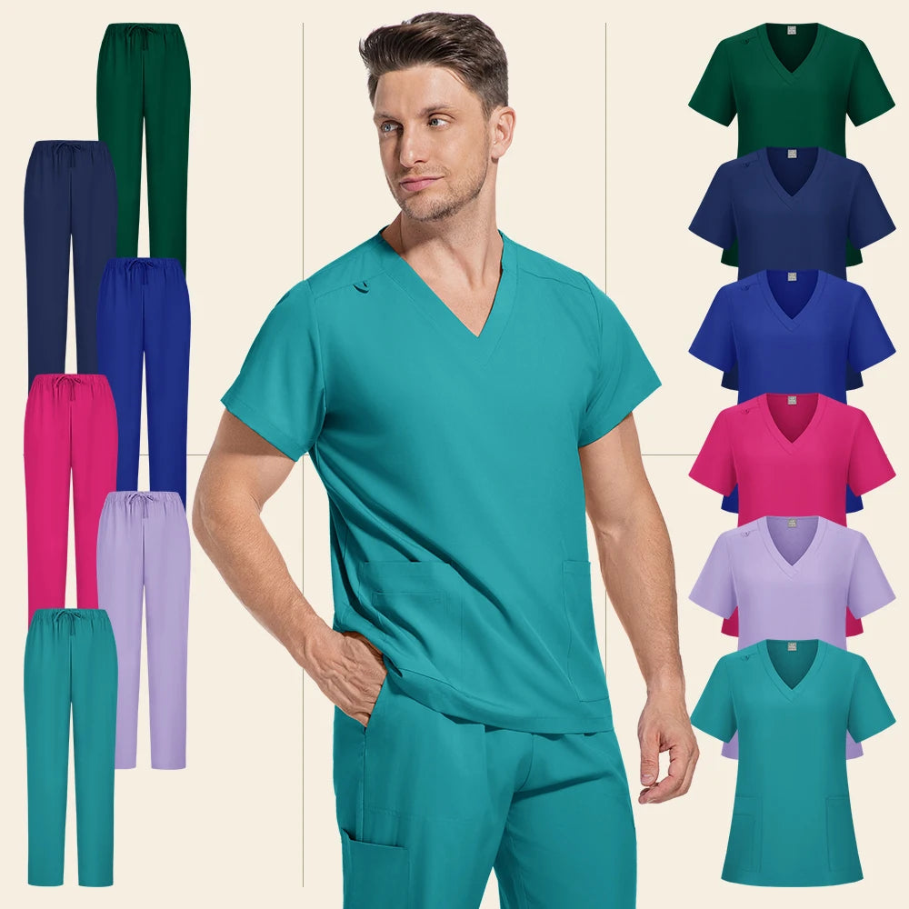 Nurse V-neck Scrubs Uniform Unisex Scrub Joggers Nurses Accessories Quick-drying Hospital Uniforms Nursing Articles Workwear Men