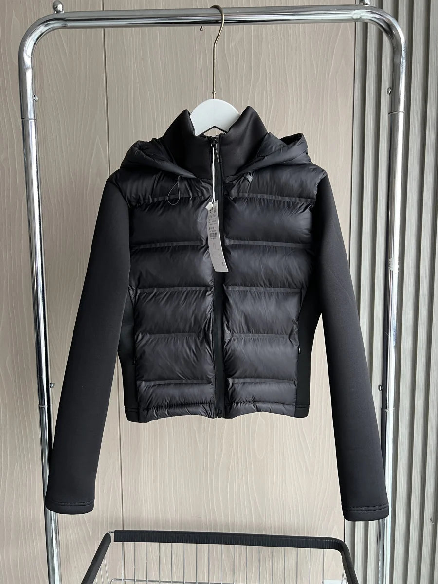 Winter New Arrival  Women's Lightweight Warm Down Jacket with Long Sleeves and Zippered Hooded Sports Coat