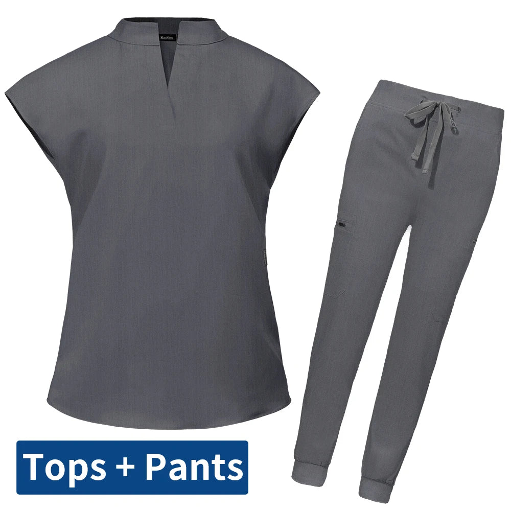 Slim Fit Scrubs Medical Uniforms Women Scrubs Tops Pant Hospital Nurses Accessories Dental Clinic Beauty Salon Spa Lab Workwear