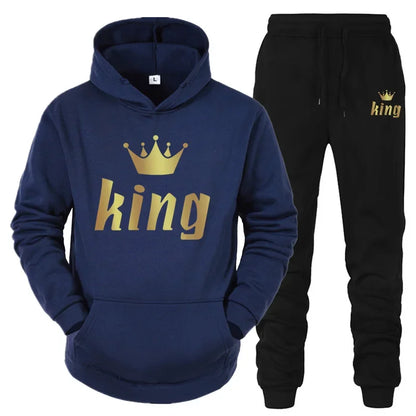 2024 Couple Outfits Hoodie and Jogger Pants High Quality Men Women Daily Casual Sport Jogging Suit King Queen Tracksuits Sets