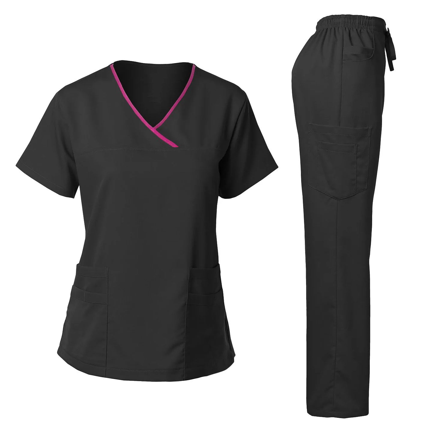 Cherokee Medical Uniforms  Nurse Uniform Scrubs for Women Set Scrub Pants with Pockets and V-neck SPA Scrub Top for Hospital