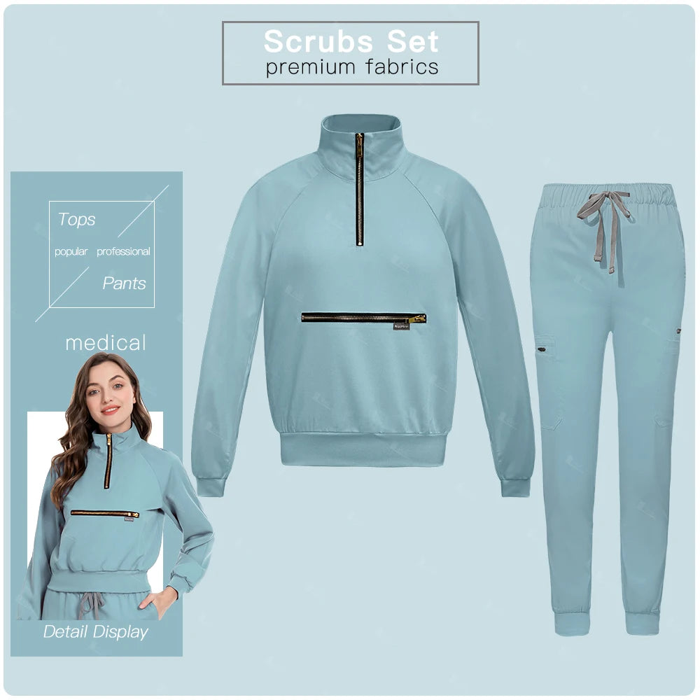 Surgical Uniforms Woman Beauty Salon Spa Work Clothes Long Sleeve Nursing Sets Medical Uniforms Clinical Suits Top Jogging Pants