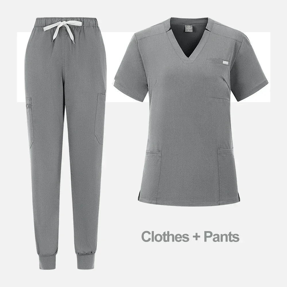 High Quality Medical Women Scrubs Sets Hospital Surgery Dental Clinic Beauty Spa Salon Lab Workwear Clothes Nurses Accessories