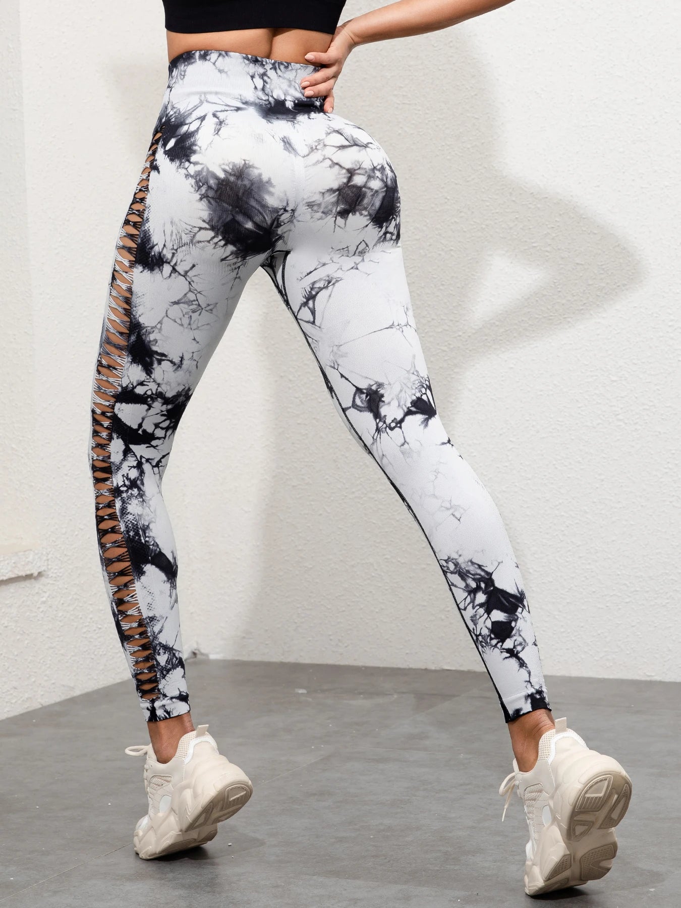 Butt Lifting Sexy Gym Leggings Women High Waist Seamless Tie Dye  Leggings Women Skinny Stretch Outdoors Hollow Out Pants