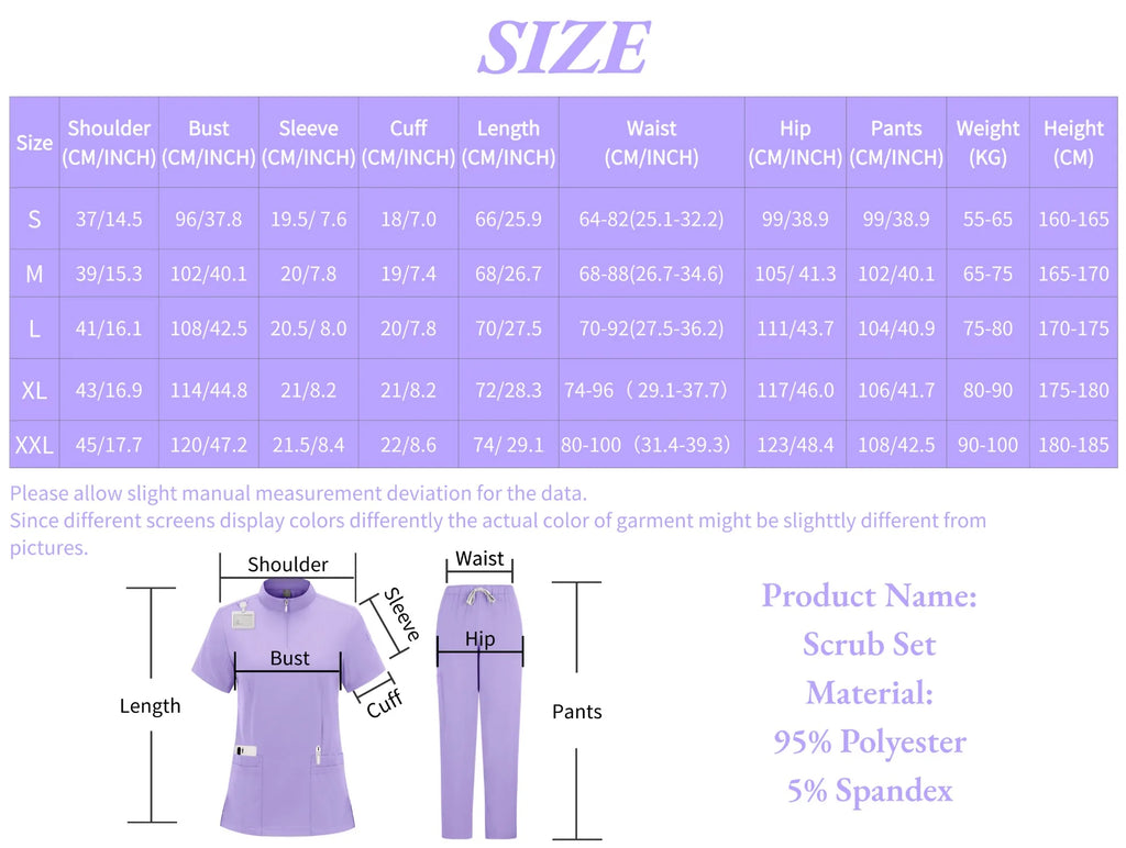 Medical Doctor Nurse Surgical Uniforms Woman Scrub Set Beauty Salon Work Wear Clinical Scrubs Top-Pants Spa Nursing Tunic Suit