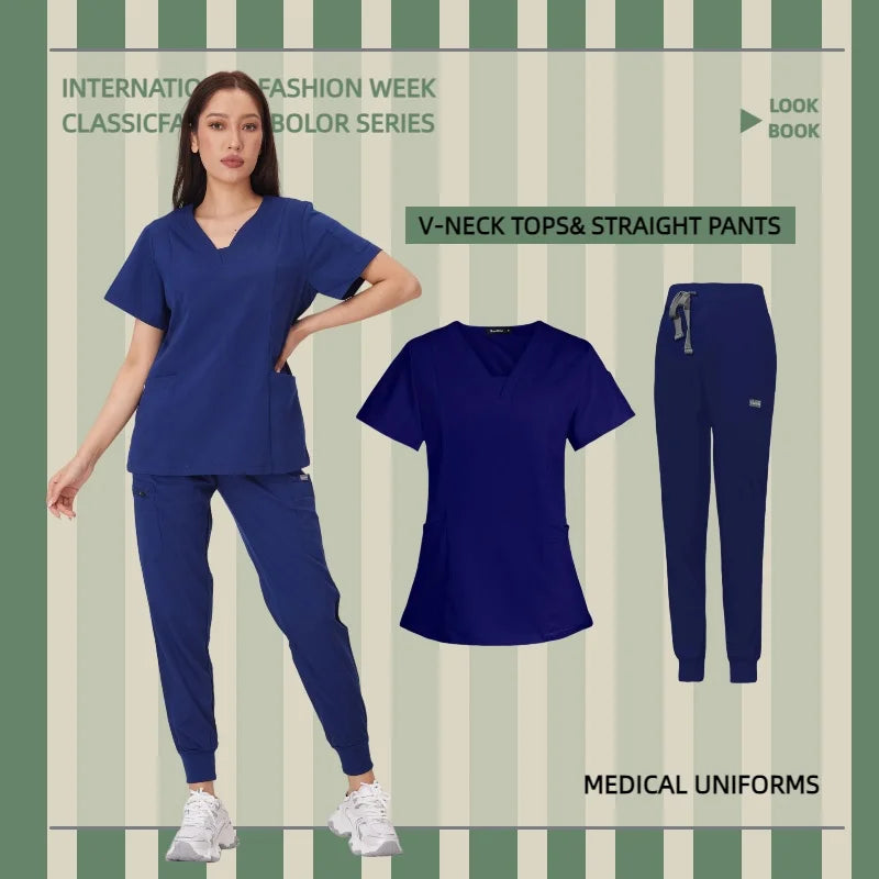 Surgical Uniforms Woman Scrub Set Medical Nurse Beauty Salon Workwear Clinical Scrubs Top Pants Spa Doctor Nursing Clinical Suit
