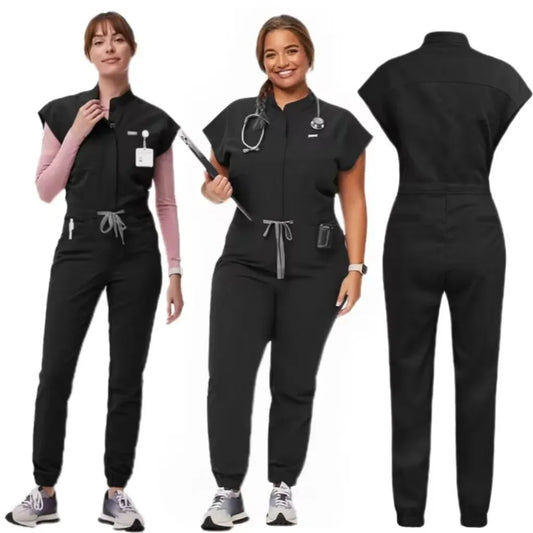 Comprehensive Training Outfit Scrubs Set Uniform Jogger Suit Stretch with Multi Pocket for Esthetician Workwear Jumpsuit