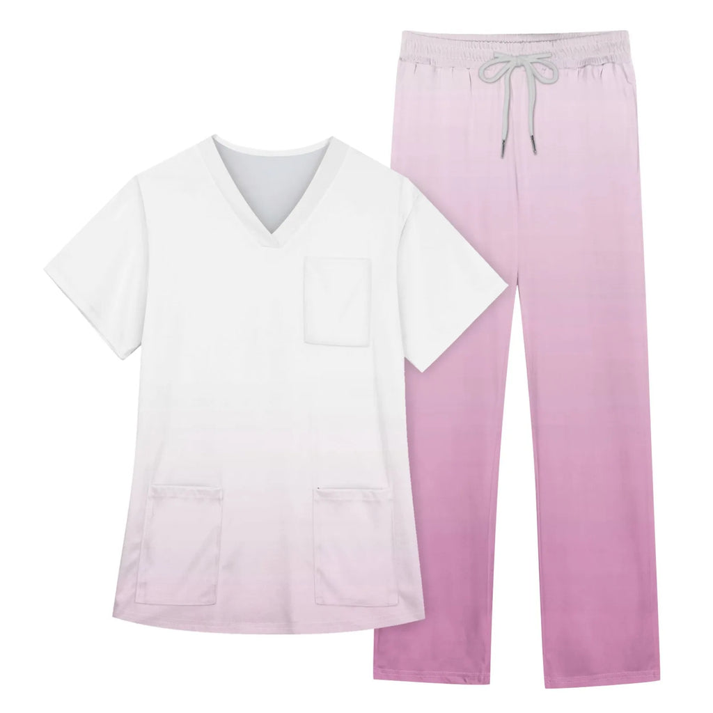 Women Medical Uniforms Slim Fit Scrubs Sets Tops Straight Pant Nurses Accessories Dental Clinic Beauty Salon Workwear Clothes