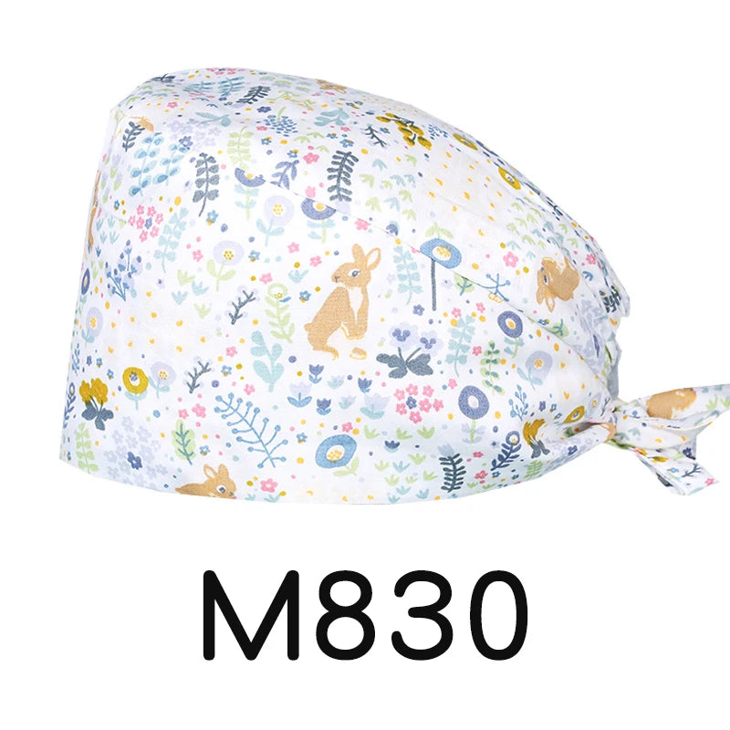 LONG HAIR Scrub Caps Surgical Medical Hats Cotton Nursing Caps Breathable Bouffant Healthcare Chef Pediatric Veterinary Hats M81
