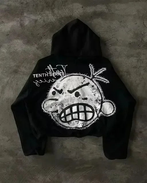 Streetwear Hoodies Y2K Men Women Clothes American Retro Skull Graphic Print Oversized Hoodies Sweatshirts Rock Pullover Hoodies