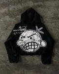 Streetwear Hoodies Y2K Men Women Clothes American Retro Skull Graphic Print Oversized Hoodies Sweatshirts Rock Pullover Hoodies