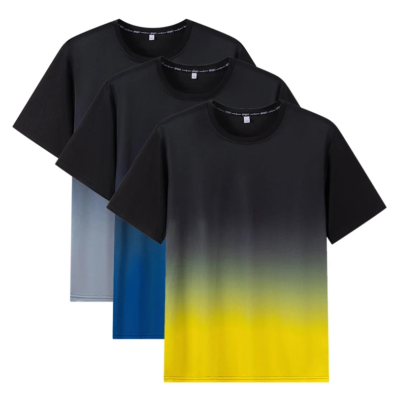 Men's T-shirt Plus Size 1XL-7XL Short Sleeves Tops Spring Summer Gradient Tees Quick Dry Men Sport Oversized Breathable T-shirt