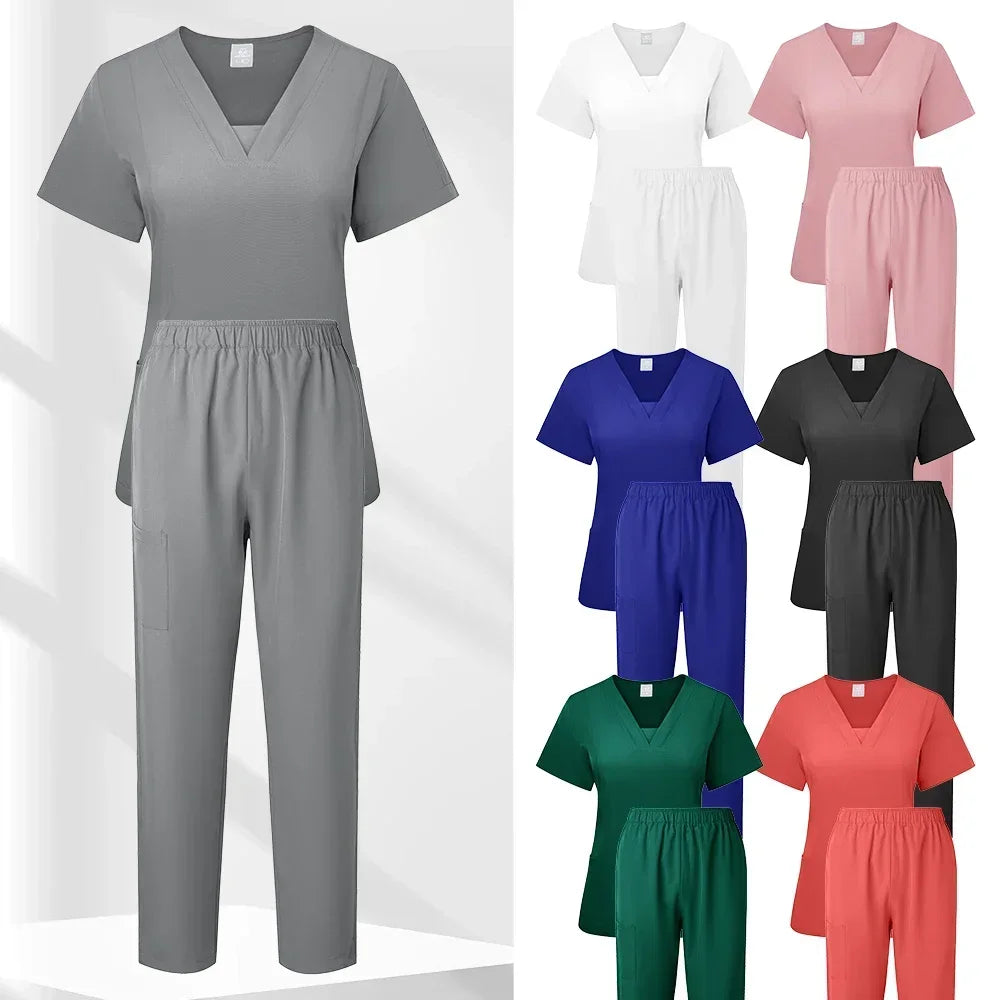 Pet Grooming Institution Scrubs Set High Quality Spa Uniforms Unisex V-Neck Work Clothes Medical Suits Clothes Scrubs Tops Pants