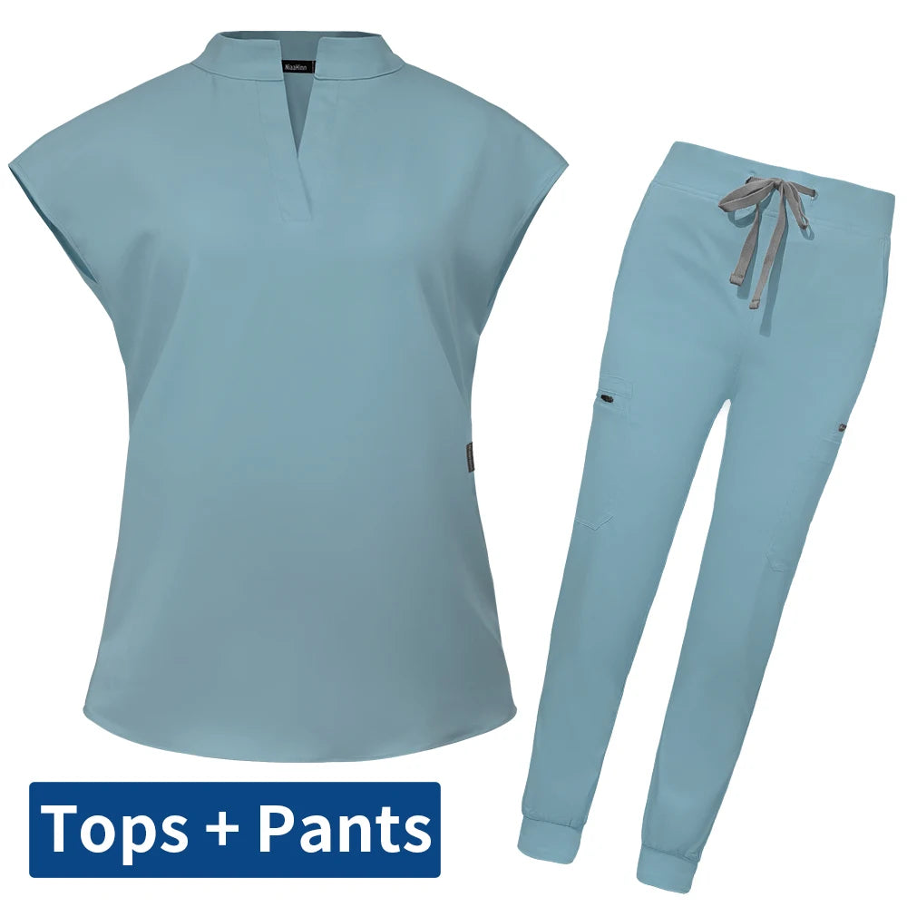 Slim Fit Scrubs Medical Uniforms Women Scrubs Tops Pant Hospital Nurses Accessories Dental Clinic Beauty Salon Spa Lab Workwear