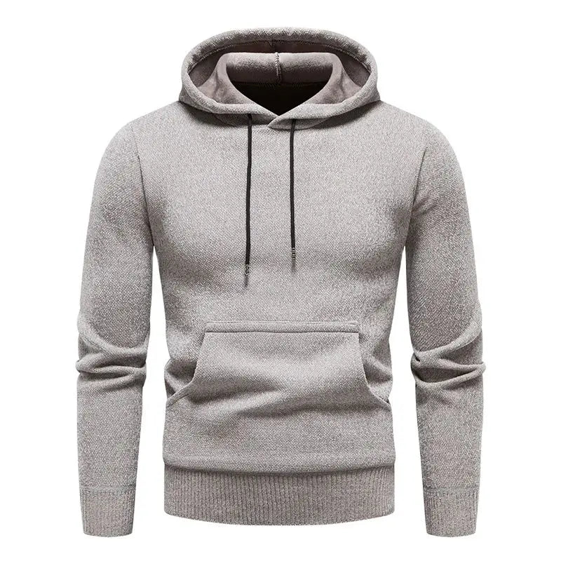 New Autumn Winter Hoodies Men Fashion Hooded Sweatshirts Men Casual Knitted Pullovers Hooded Streetwear Solid Sports Sweatshirts