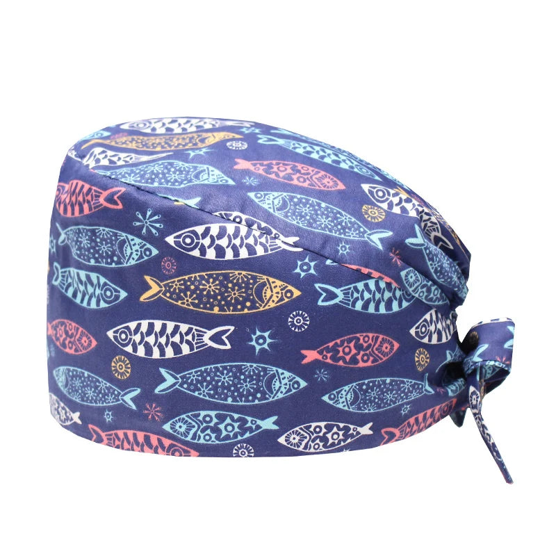 LONG HAIR Scrub Caps Surgical Medical Hats Cotton Nursing Caps Breathable Bouffant Healthcare Chef Pediatric Veterinary Hats M81