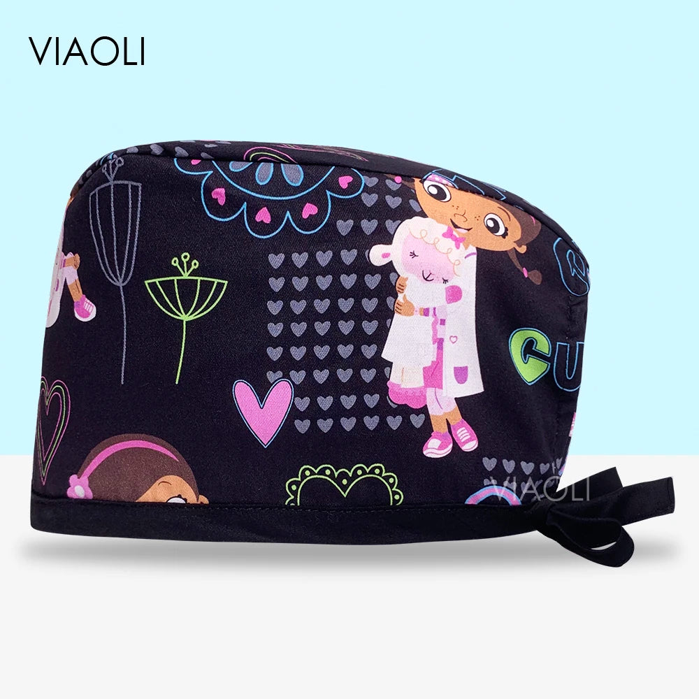 Scrub Cap Printed Cotton Beauty Salon Surgeon Cap Dental Clinic Nursing Hat Women Men Surgical Caps Wholesale Nurse Accessories