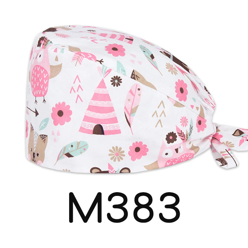 LONG HAIR Scrub Caps Surgical Medical Hats Cotton Nursing Caps Breathable Bouffant Healthcare Chef Pediatric Veterinary Hats M81