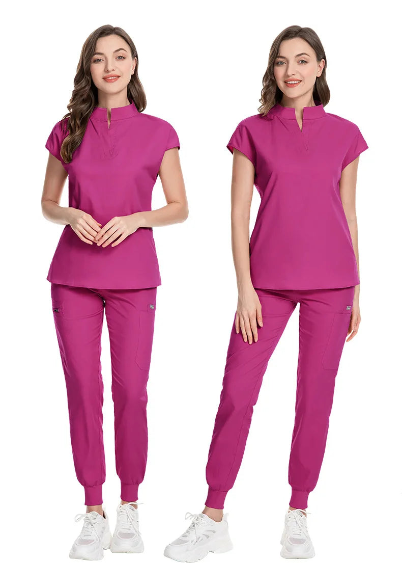 Slim Fit Scrubs Medical Uniforms Women Scrubs Tops Pant Hospital Nurses Accessories Dental Clinic Beauty Salon Spa Lab Workwear