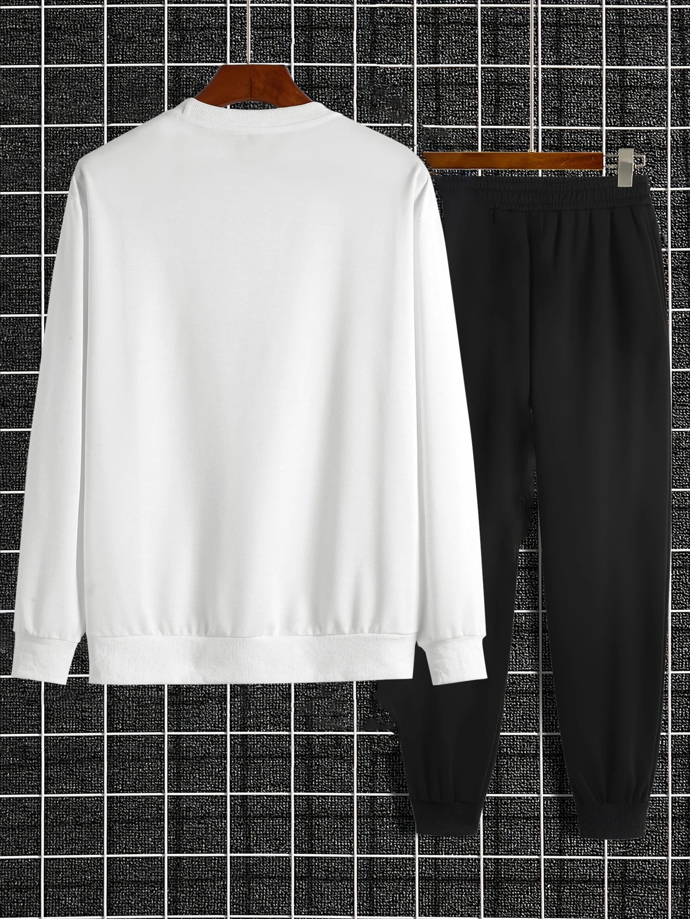 Men's Autumn and Winter Set With Future Print Casual Long Sleeve Pants Two-pieces Suit Comfortable Sportswear Suit Crew Neck