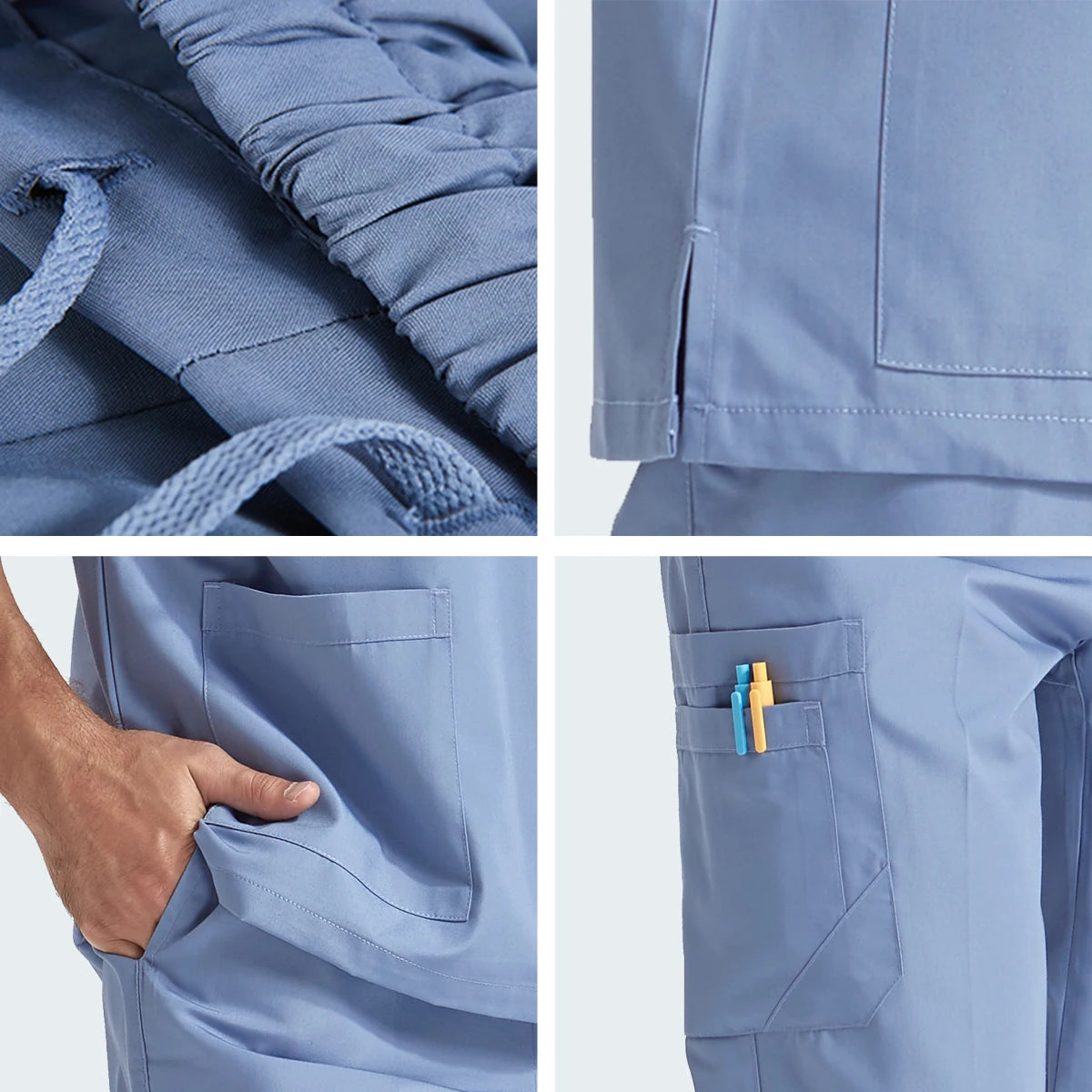 Men's Medical Scrubs Sets Hospital Nursing Uniforms Breathable Sanitary Clinical Aesthetic Nurse Suits Doctor Workwear 8020-02