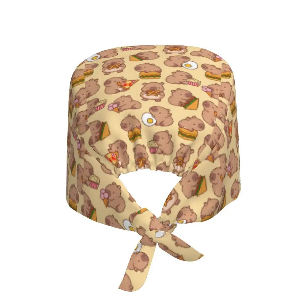 Custom Cartoon Capybara Medical Staff Scrubs Hat Women Men Comic Doctor Nursing Surgical Cap Scrub Caps