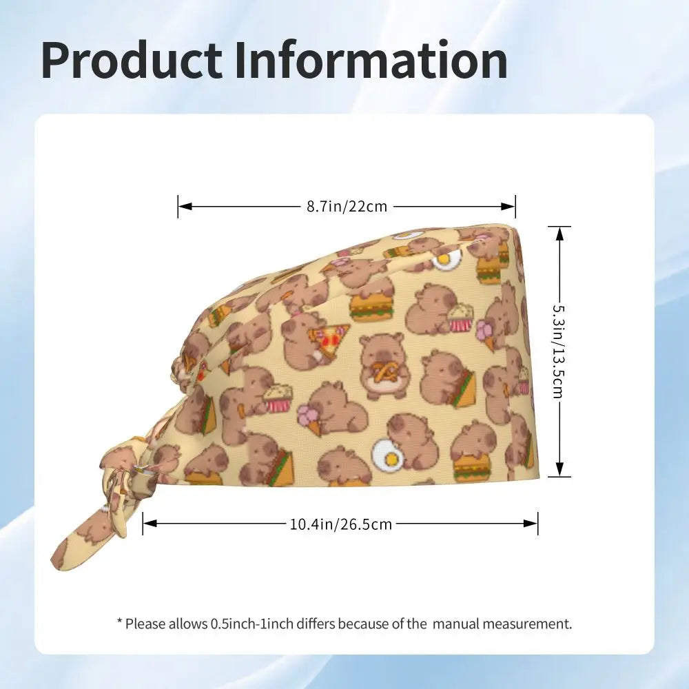 Custom Cartoon Capybara Medical Staff Scrubs Hat Women Men Comic Doctor Nursing Surgical Cap Scrub Caps