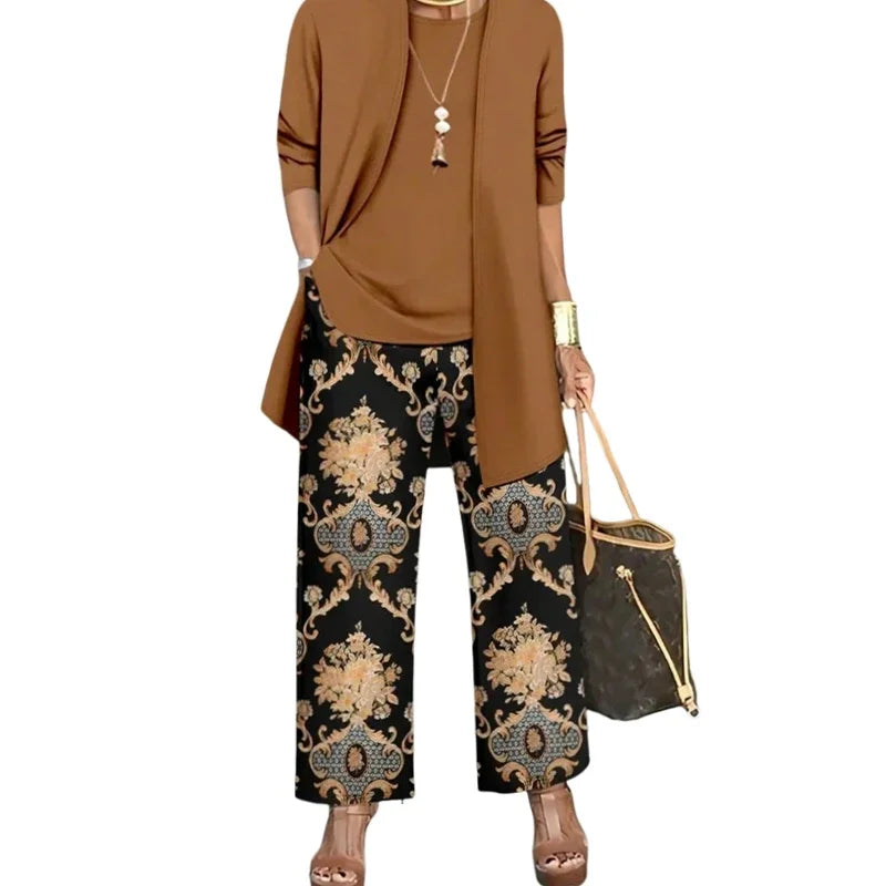 Plus Size  1XL-5XL Women's Fashionable Stylish Autumn Winter Slimming Age-Reducing Wide Slimming Women's Clothing Set