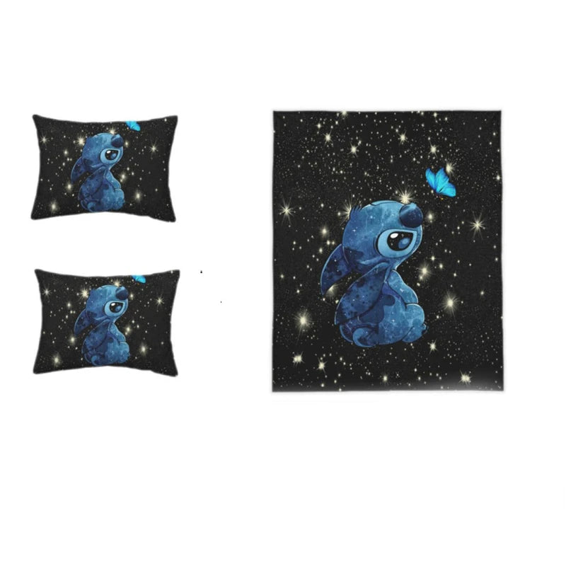 Stitch Cute Cartoon Kids Duvet Cover 3D Printed Cartoon Bedding Set, 2/3pc Duvet Cover Set with 1 Duvet Cover and 2 Pillow Cases