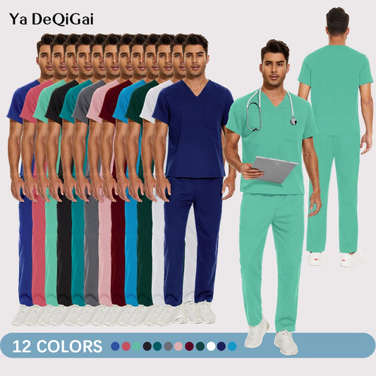 Nursing Scrubs Set High-quality Anti-Wrinkle Thick Medical Surgical Uniforms Hospital Tops Pants Doctor Nurse Uniforms Men Women