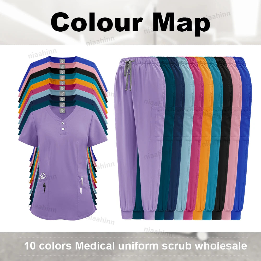Nurse Women’s Surgical Scrubs Healthcare Nursing Scrub Uniform Thin Breathable Doctor Work Wear Medical Accessories Dental Scrub