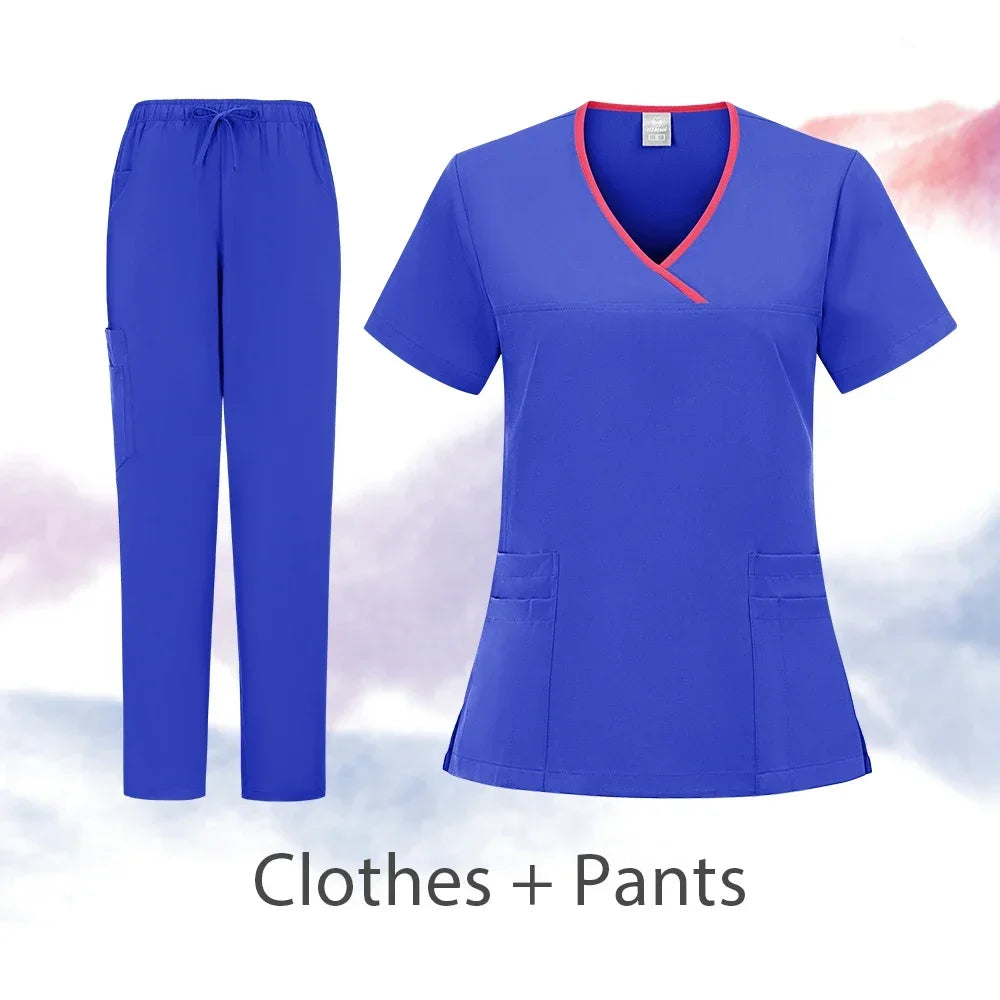 Nurse Scrubs New Fashion Medical Scrub Soft Breathable Jogger Pants Set Surgical Uniforms Woman Nursing Clinical Doctor Workwear