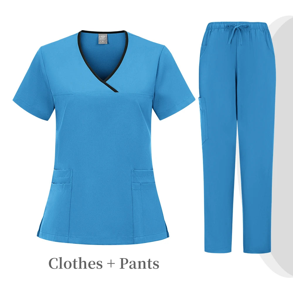 High quality color doctor nurse uniform scrubbing set Medical clothing Beauty salon work quick drying women's medical