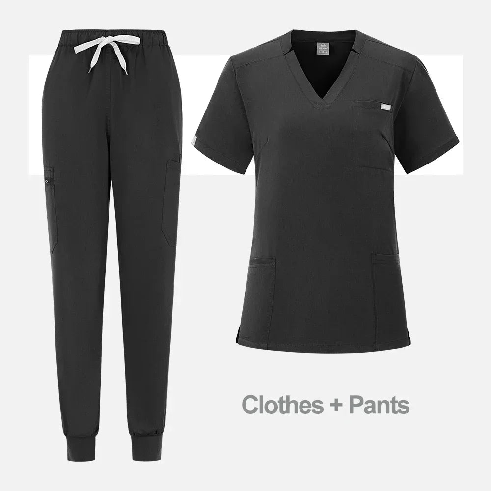 High Quality Medical Women Scrubs Sets Hospital Surgery Dental Clinic Beauty Spa Salon Lab Workwear Clothes Nurses Accessories