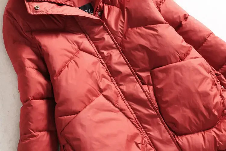 Winter Warm Coat Women's Fashion New Solid Color Hood Filled Down Cotton Coat Women's Clothing Winter Jacket Women