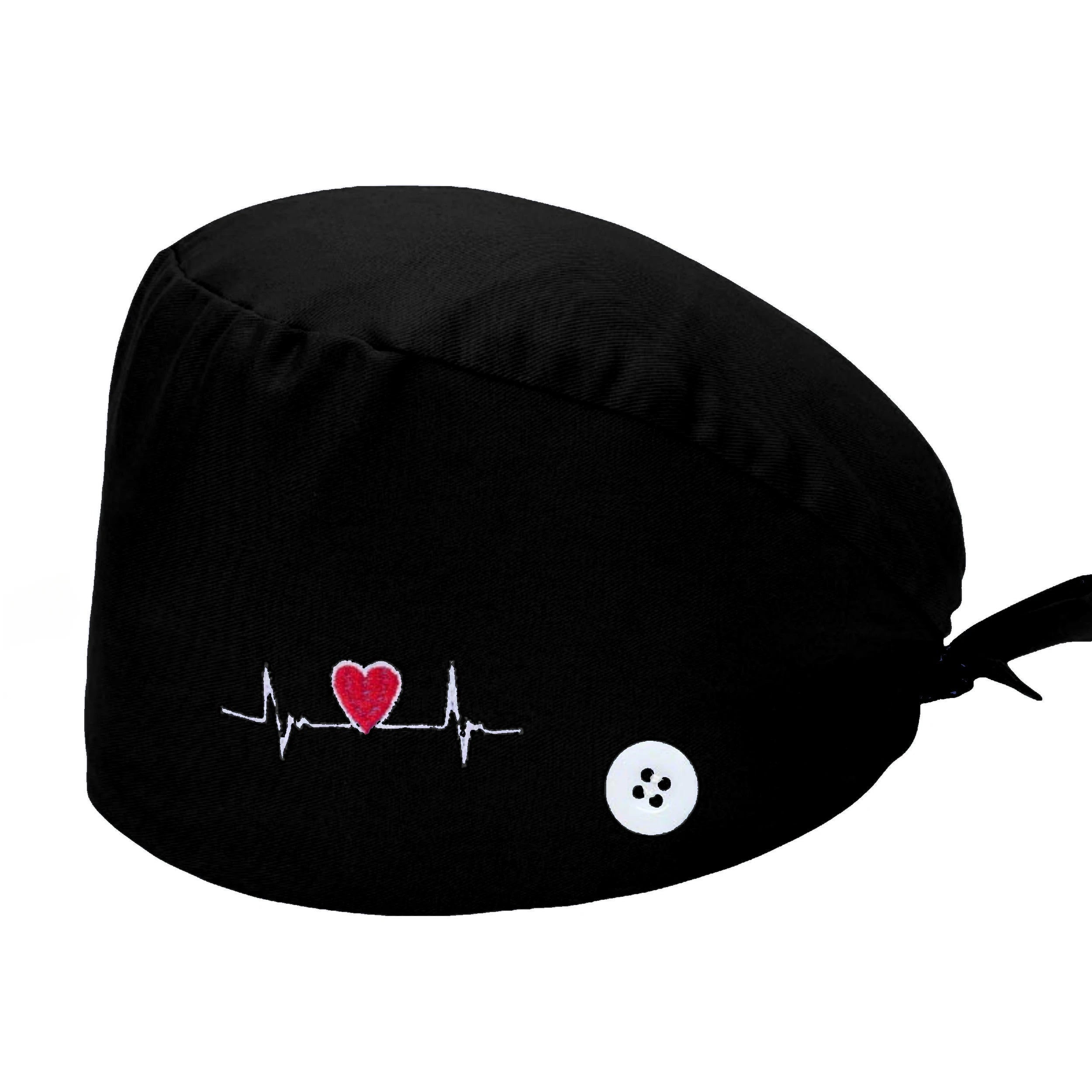 Solid color scrub cap with button pet grooming working Caps surgical cap Lab work hat womens Scrub hats nurse accessories