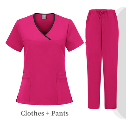 High quality color doctor nurse uniform scrubbing set Medical clothing Beauty salon work quick drying women's medical