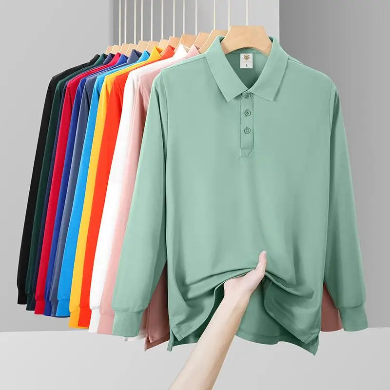 S-7XL Fashion Sportswear High Quality New-Design Men's Polos Shirts Long Sleeve 100% Cotton Casual Polos Customized Your LOGO