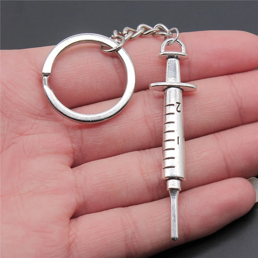 Nurse Doctor Needle Syringe Stethoscope EMT Caduceus Medical Symbol Brain Lungs Keychain Jewelry Medicine Graduate Gift