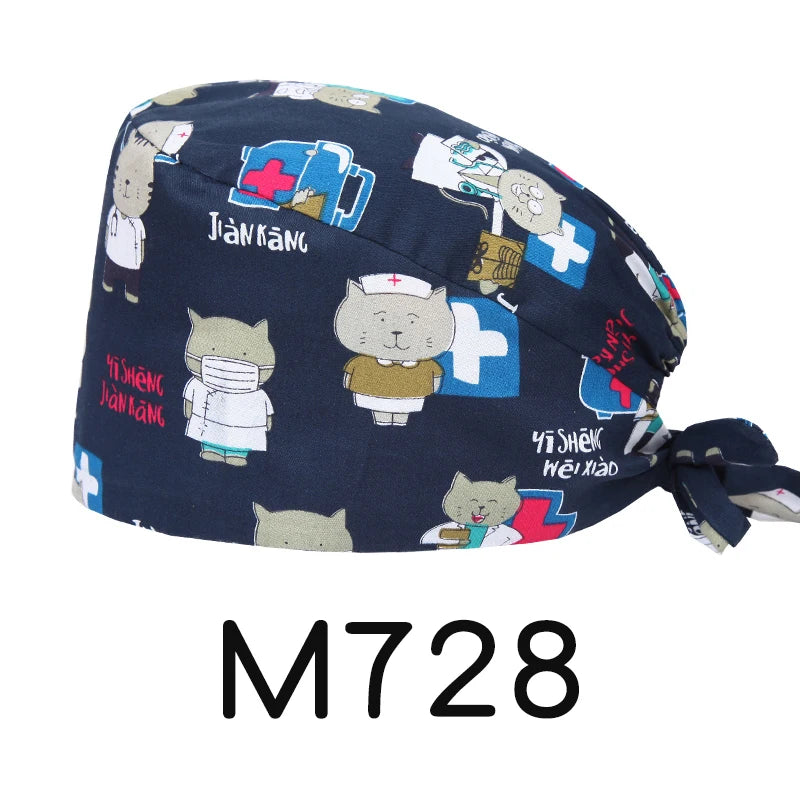 LONG HAIR Scrub Caps Surgical Medical Hats Cotton Nursing Caps Breathable Bouffant Healthcare Chef Pediatric Veterinary Hats M81
