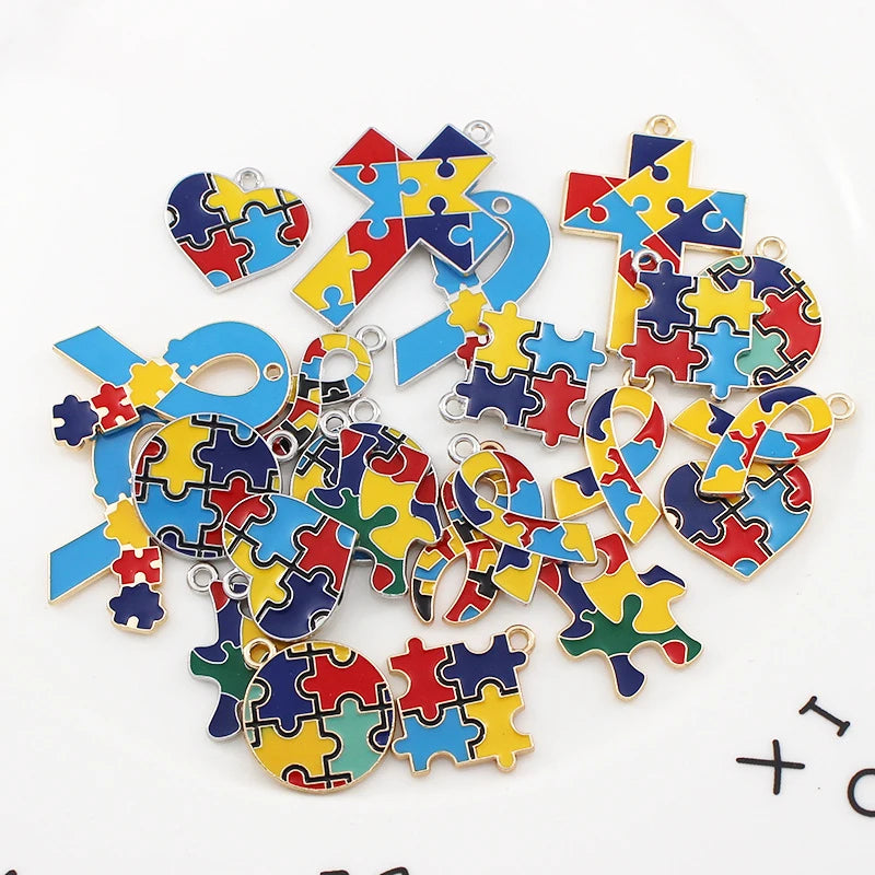 1 Pcs Autism Awareness Pin Autism Pins Lapel Pin Multi Color Autism Puzzle Piece Brooches Pins for Backpacks Sleeves Awareness