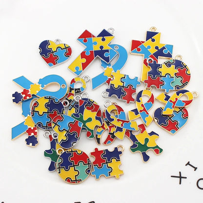 1 Pcs Autism Awareness Pin Autism Pins Lapel Pin Multi Color Autism Puzzle Piece Brooches Pins for Backpacks Sleeves Awareness