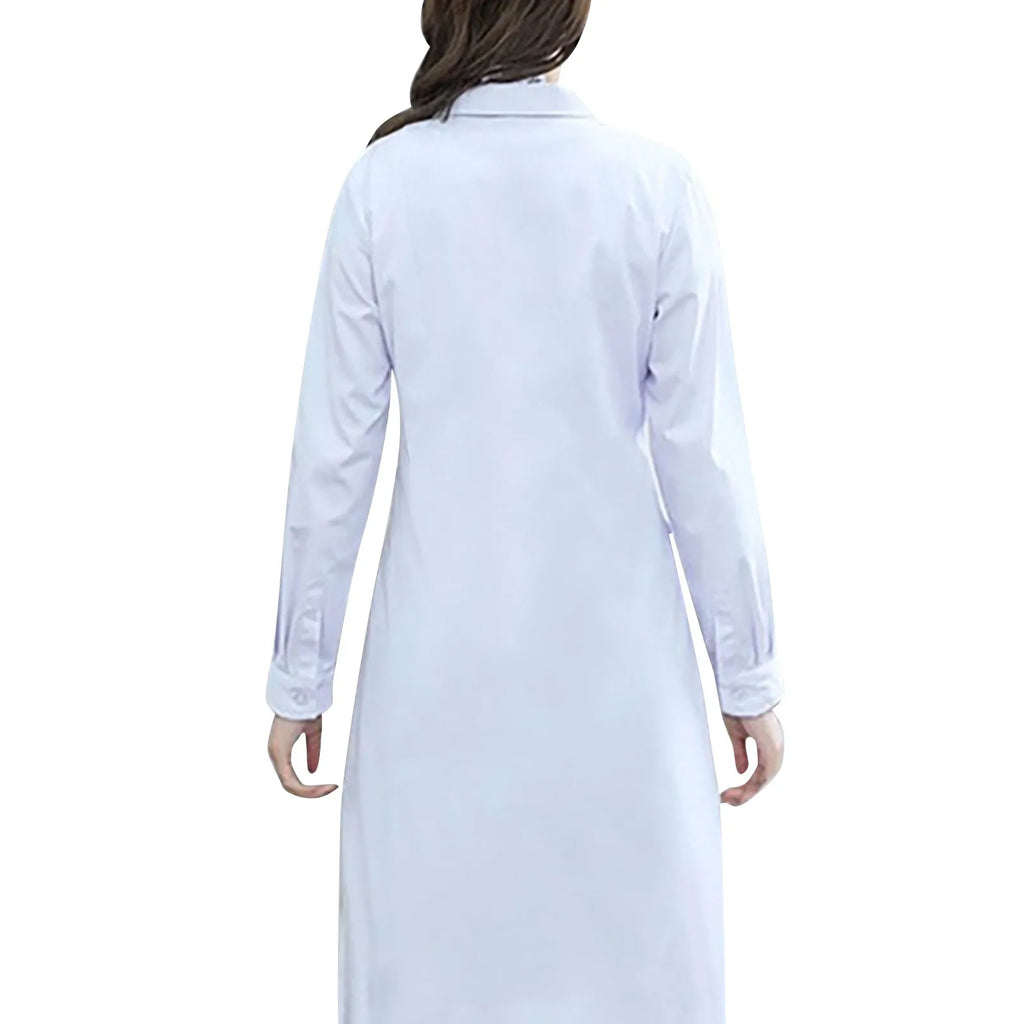 White Lab Coat For Women Men Students Chemistry Healthcare Professionals Nurse Long Sleeves Doctor Work Robe Unisex Coats