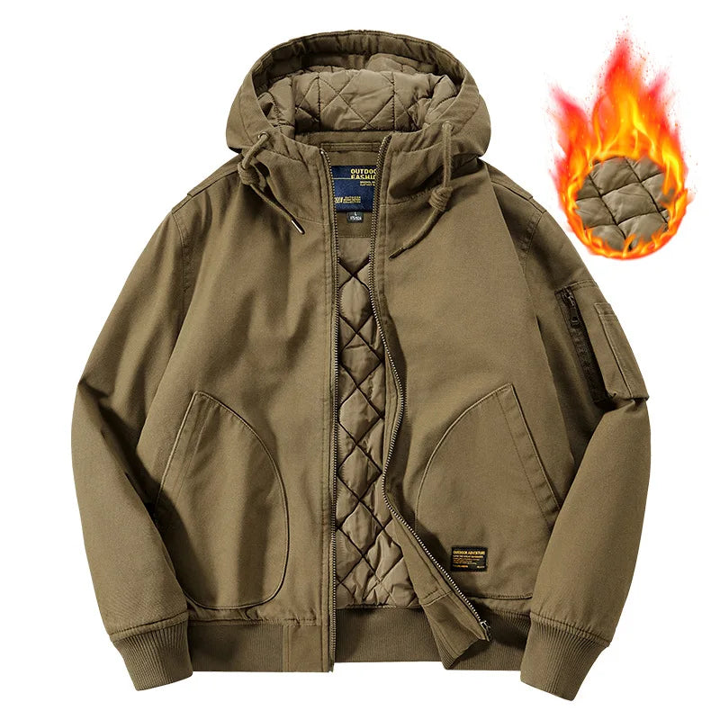 Winter Bomber Jacket 100% Cotton Hooded Warm Thick Overcoat Quilted Cotton Padded Tactical New Parkas Thermal Parkas Coats