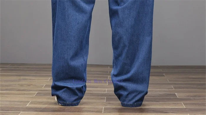 Men Jeans 8XL Summer Thin Straight Wide Leg Plus Size Denim Trousers Large Male Stretched 5XL 6XL 7XL Comfortable Pants