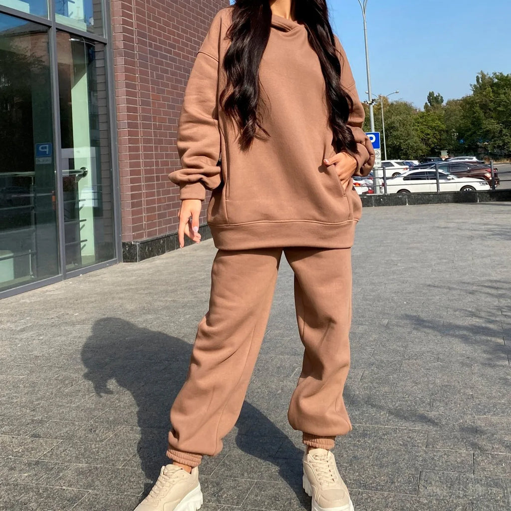 autumn tracksuit outfit set Women Two Piece Set hoodies Hooked Leisure Wide Leg Long Pants Sets Slim Fit Office Ladies Autumn