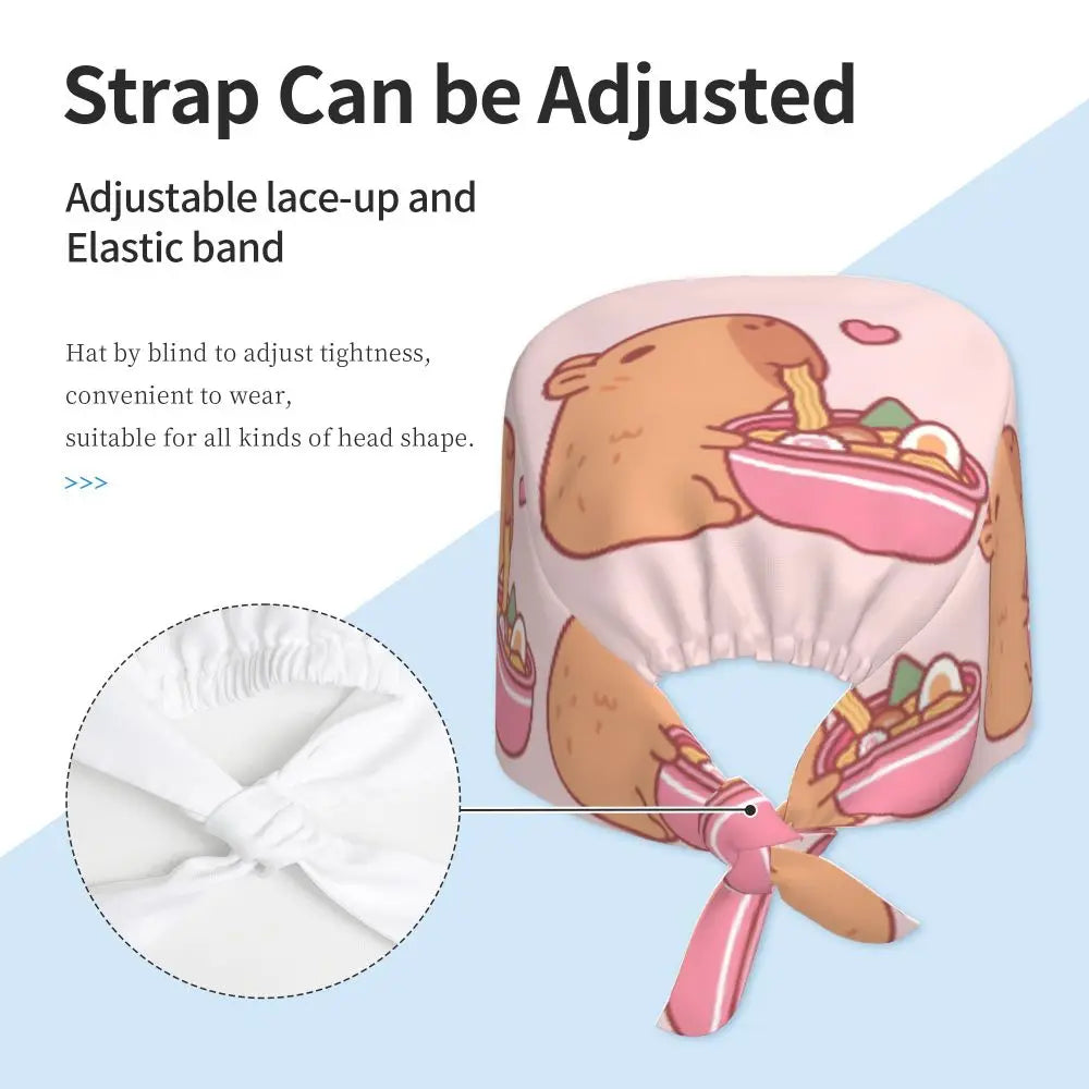 Custom Cartoon Capybara Medical Staff Scrubs Hat Women Men Comic Doctor Nursing Surgical Cap Scrub Caps
