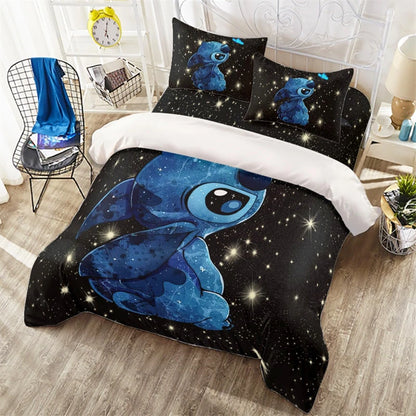 Stitch Cute Cartoon Kids Duvet Cover 3D Printed Cartoon Bedding Set, 2/3pc Duvet Cover Set with 1 Duvet Cover and 2 Pillow Cases