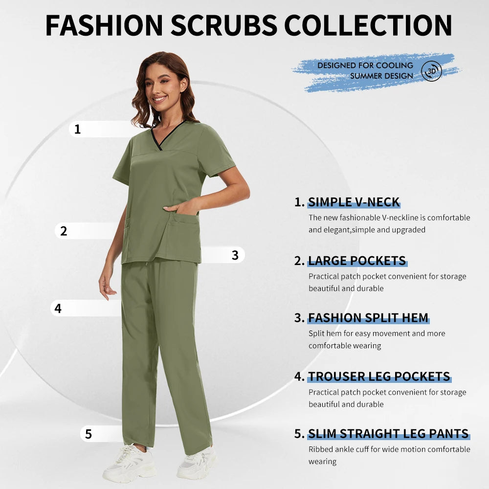 Medical Uniforms Women Hospital Nurse Scrubs Sets Pet Grooming Scrubs Unisex Clinic Nursing Surgical Uniforms Spa Uniforms Women