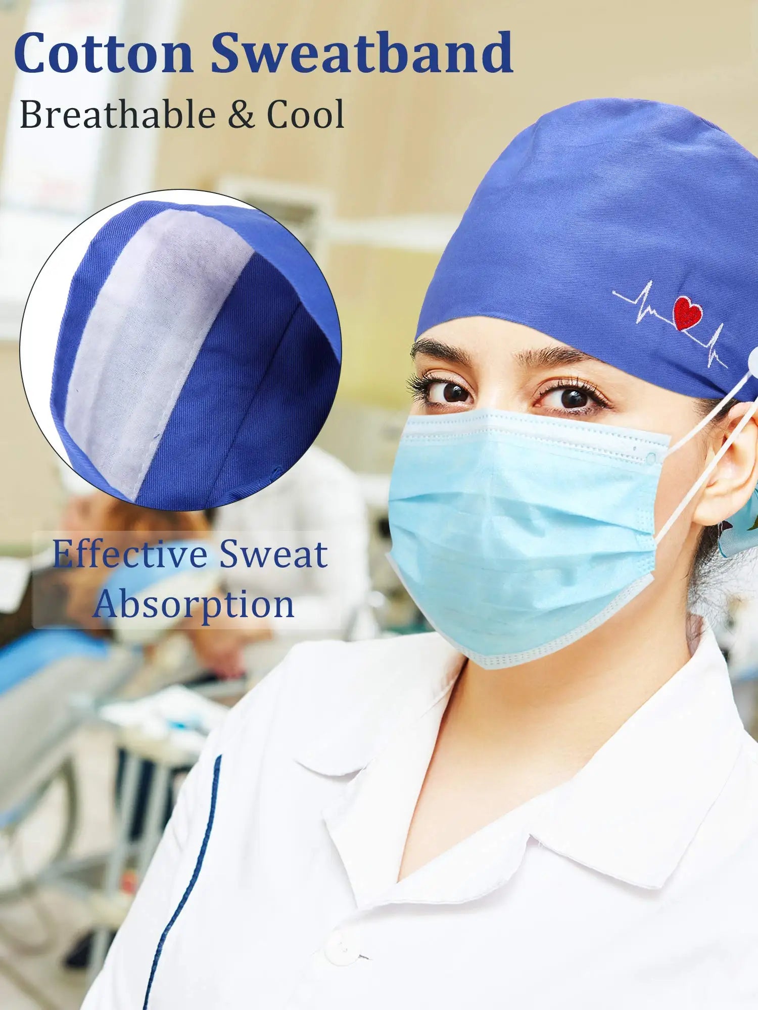 Solid color scrub cap with button pet grooming working Caps surgical cap Lab work hat womens Scrub hats nurse accessories